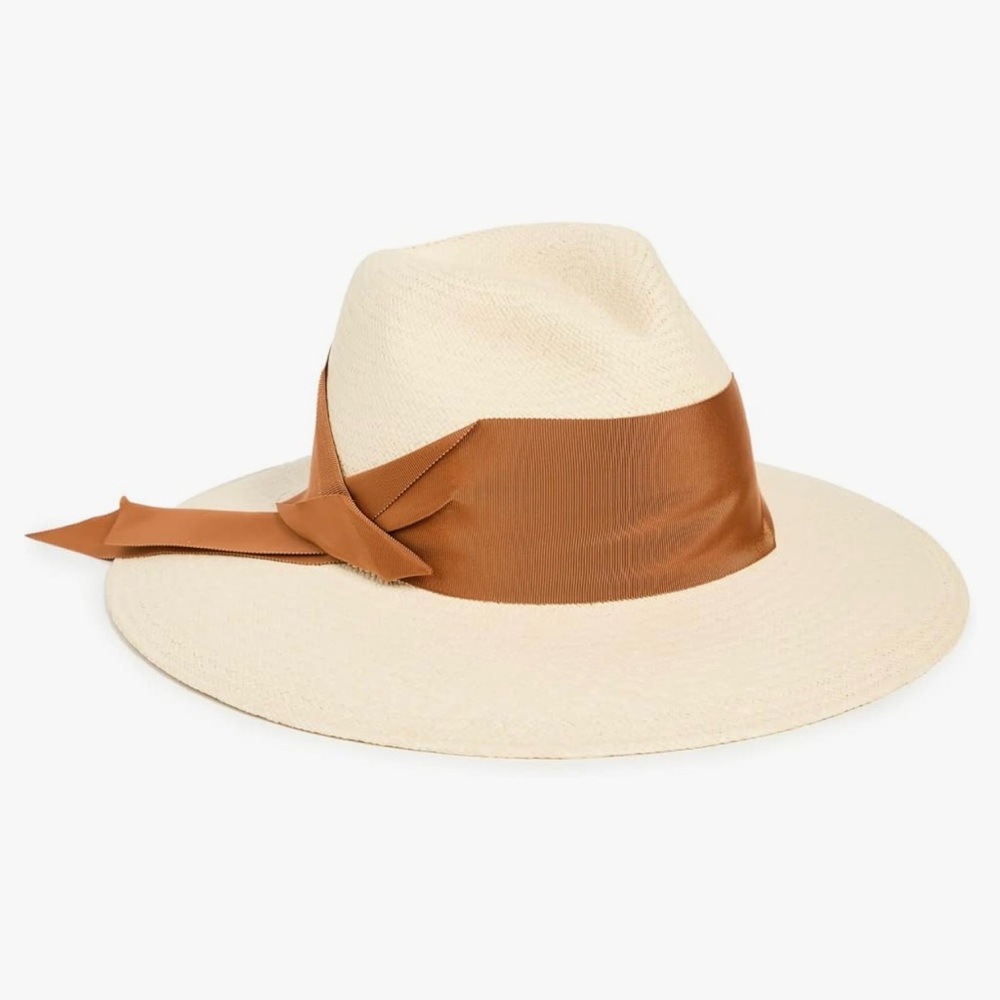 Freya. Genuine Panama Hat with Honey Ribbon. Size L